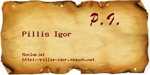 Pillis Igor névjegykártya